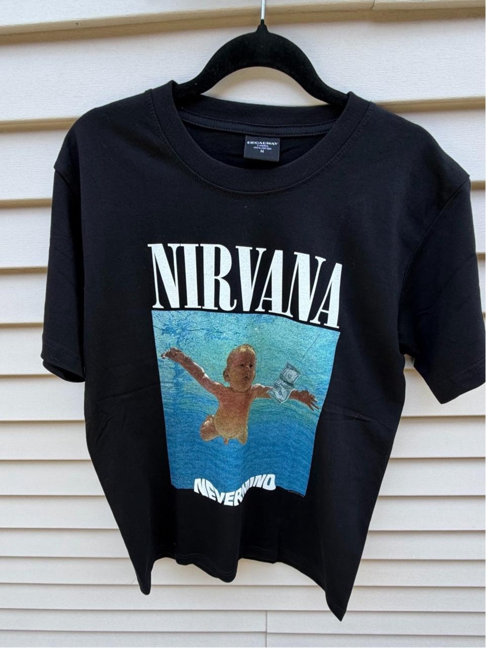 NIRVANA Black Kids' 'Nevermind' Graphic Swim Coverup Tee with Blue Print